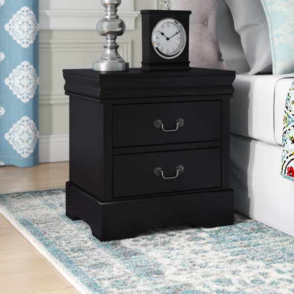 Lark Manor Ely 23'' Tall 2 Drawer Nightstand in Black & Reviews Wayfair
